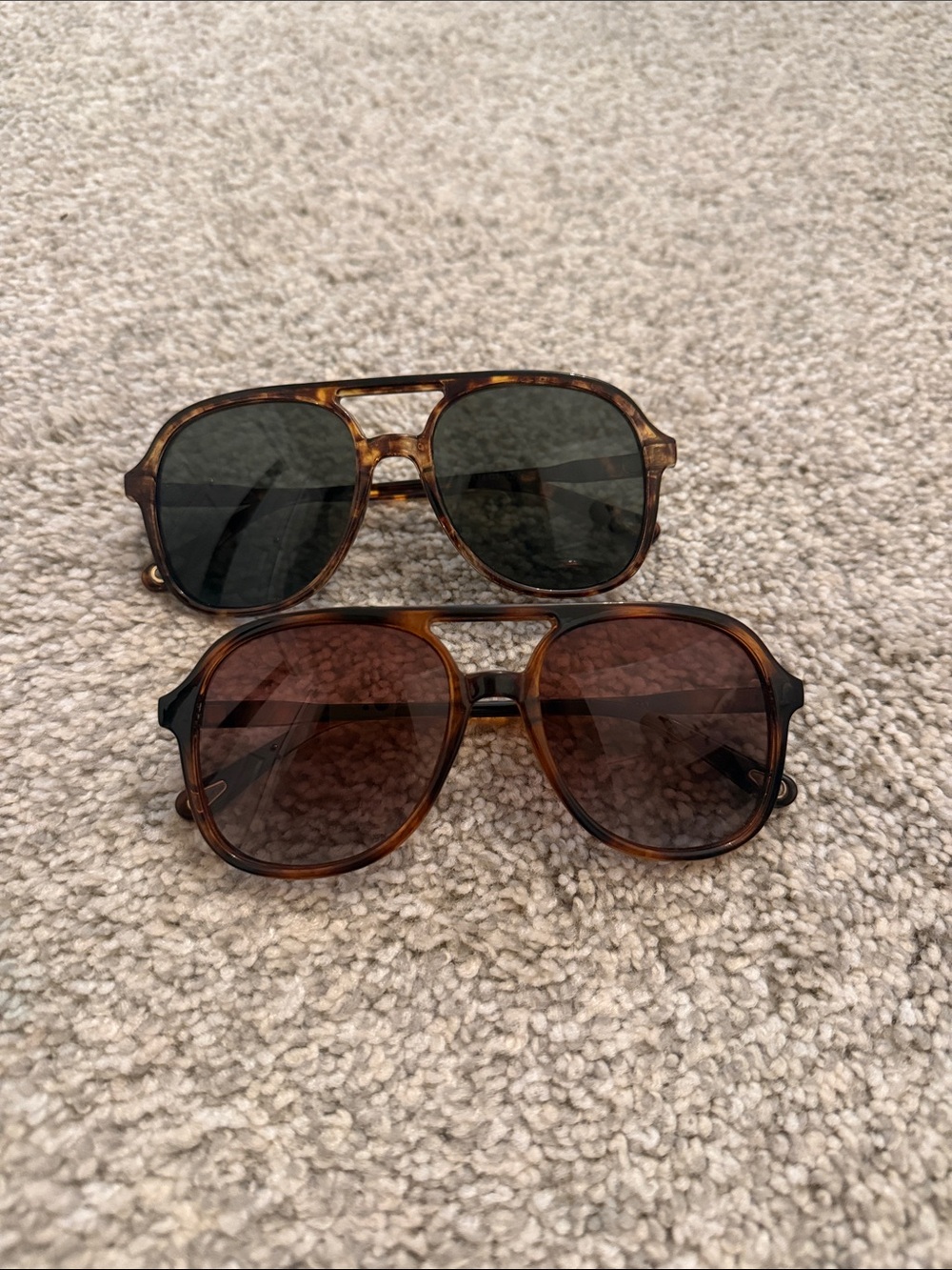 Tortoiseshell Aviator Sunglasses - Brown & Black Lenses